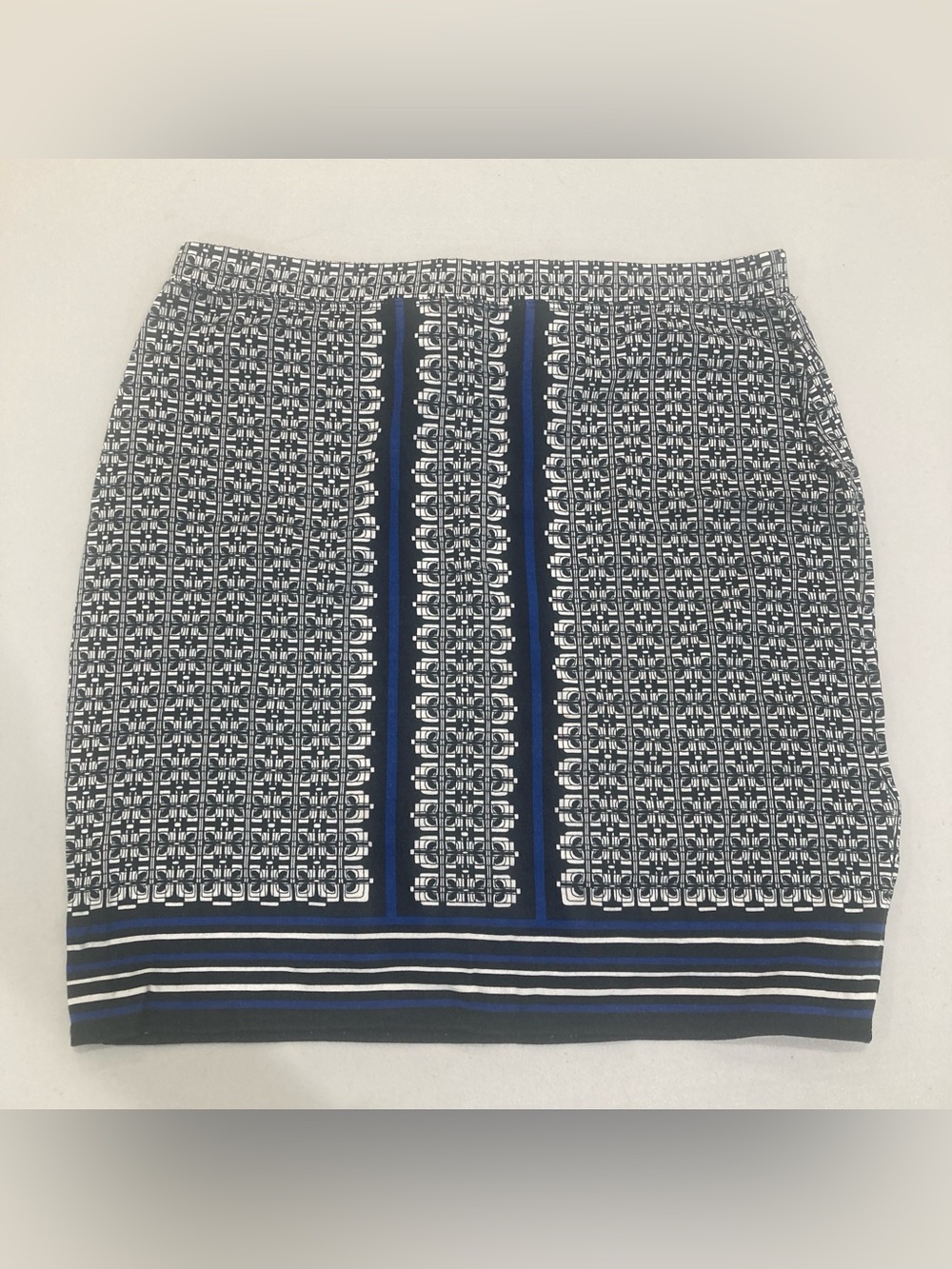 Max Studio Navy, White and Black Geometric Pencil Skirt